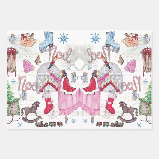 Weihnachts Fairy Tale Hand gemalt Aquarell Geschenkpapier Set (Vorderseite 3)