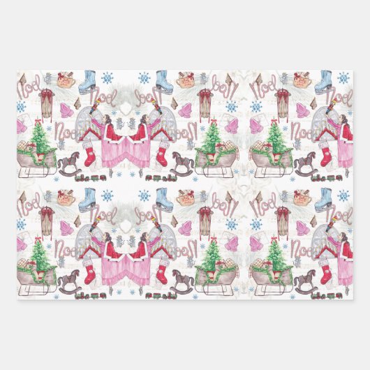 Weihnachts Fairy Tale Hand gemalt Aquarell Geschenkpapier Set (Vorderseite)