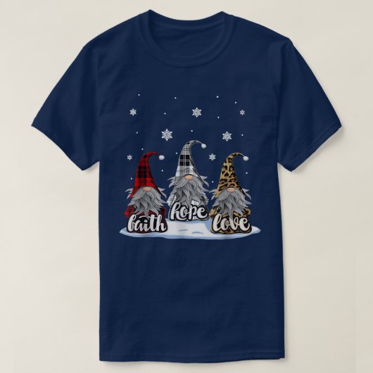 Weihnachts-Faith-Liebe Hope Gnome Red Leopard Kari T-Shirt (Design vorne)