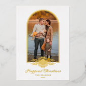 Weihnachts-Fake Spitzen Extravaganter Goldener Pfe Folieneinladung (Vorderseite)