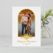 Weihnachts-Fake Spitzen Extravaganter Goldener Pfe Folieneinladung (Stehend vorne)