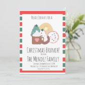 Weihnachts Familie Brunch Pancakes Kekse Donuts Einladung (Stehend Vorderseite)