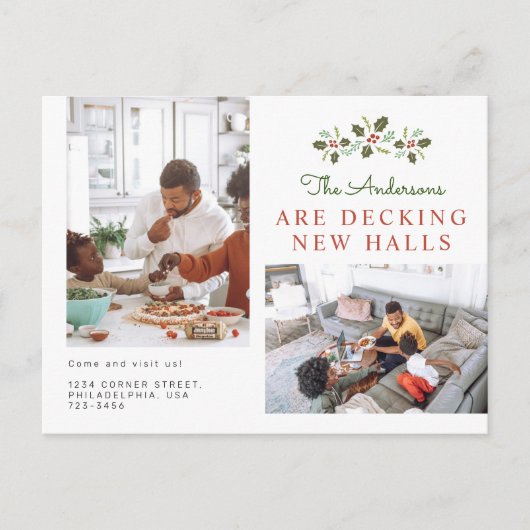 Weihnachts-Familie Decke neue Hallen Foto bewegen Ankündigungspostkarte (Vorderseite)