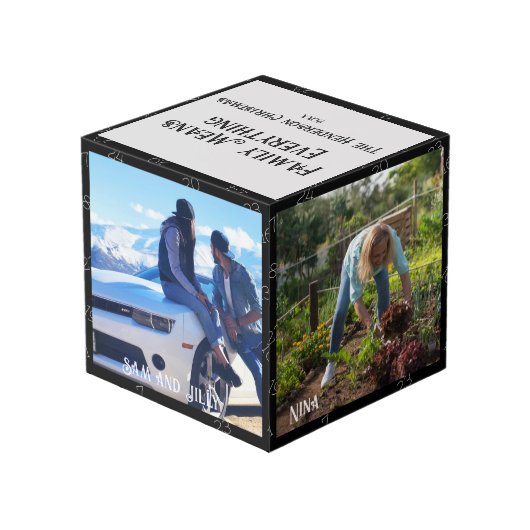 Weihnachts Familie Foto Cube 4 Foto, Countdown Würfel (Rückseite Schrägansicht)