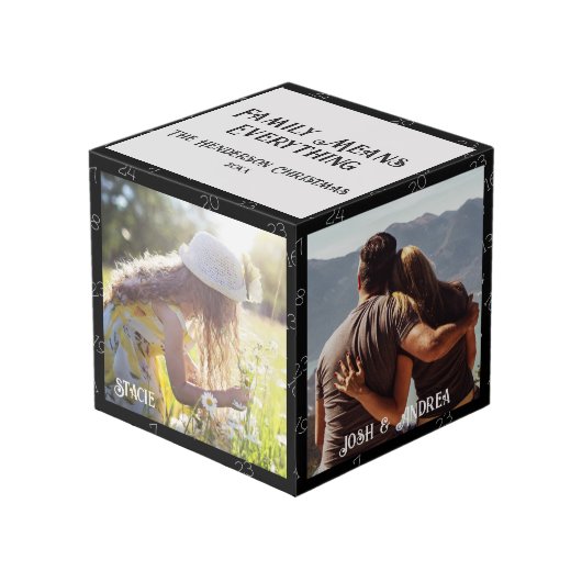 Weihnachts Familie Foto Cube 4 Foto, Countdown Würfel (Vorderseite Schrägansicht)