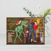 Weihnachts-Familienfotokarte | Funny Velociraptor Feiertagskarte (Stehend Vorderseite)