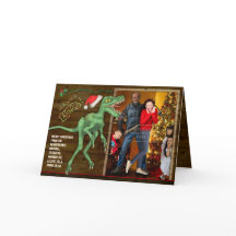 Weihnachts-Familienfotokarte | Funny Velociraptor