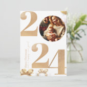 Weihnachts-Familienfotokarte mit Geschenken Einladung (Stehend Vorderseite)