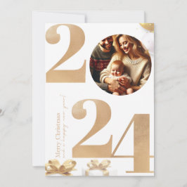Weihnachts-Familienfotokarte mit Geschenken Einladung