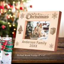 Weihnachts Familienname Tree Schneeflocken 6x4