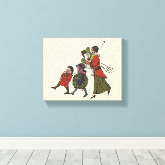 Weihnachts-Familienspass Leinwanddruck (Insitu (Holzboden))