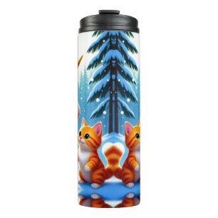 Weihnachts-Fantasie-Einhorn & süße Katze Thermosbecher