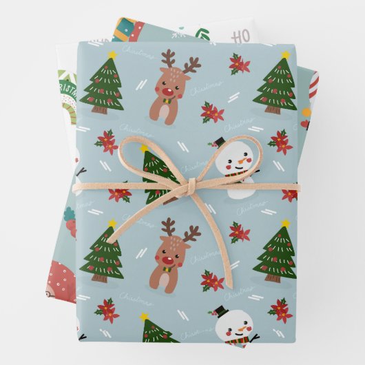 Weihnachts farbenfrohe Dekorpapier Geschenkpapier Set (Beispiel)