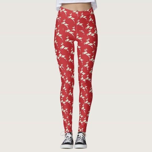 Weihnachts-farbenfrohe Rentierferien Leggings (Vorderseite)
