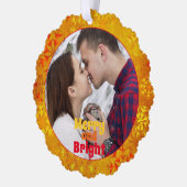 Weihnachts-farbige Schneeflocken Fotovorlage Ornament Karte (Links)