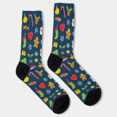 Weihnachts farbiges Muster blau Socken (Rechts)