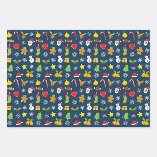 Weihnachts-farbiges Muster Geschenkpapier Set (Vorderseite 3)