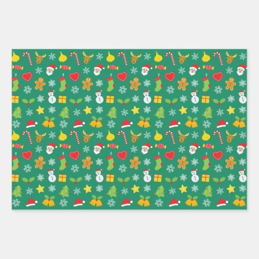 Weihnachts-farbiges Muster Geschenkpapier Set (Vorderseite 2)