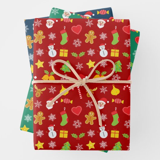 Weihnachts-farbiges Muster Geschenkpapier Set (Beispiel)