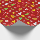 Weihnachts farbiges Muster roter Hintergrund Geschenkpapier (Ecke)