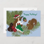 Weihnachts-Fee und Eichhörnchen-Geschenk Postkarte (Vorne/Hinten)