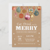 Weihnachts-Feier Einladung Essen Drink froh (Vorderseite)