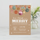 Weihnachts-Feier Einladung Essen Drink froh (Stehend Vorderseite)