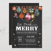 Weihnachts-Feier Einladung Essen Drink froh (Vorne/Hinten)