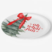 Weihnachts-Feier Oh, was Spaß Pappteller (Schrägansicht)