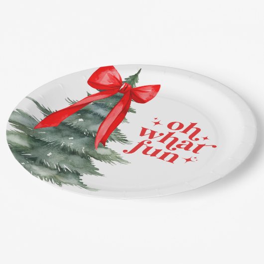 Weihnachts-Feier Oh, was Spaß Pappteller (Schrägansicht)