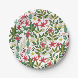 Weihnachts-Feier Whimsical Floral Beeren Party Pappteller