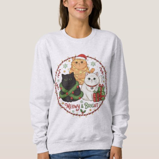 Weihnachts-Feierabendpullover für Katzenliebhaber Sweatshirt (Vorderseite)