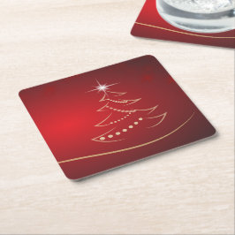 Weihnachts Feierliche Rote Elegante Rechteckiger Pappuntersetzer