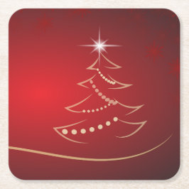 Weihnachts Feierliche Rote Elegante Rechteckiger Pappuntersetzer