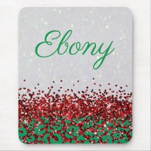 Weihnachts-Feiertag Custom Leopard Glitzer Mousepad