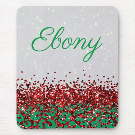 Weihnachts-Feiertag Custom Leopard Glitzer Mousepad (Vorne)