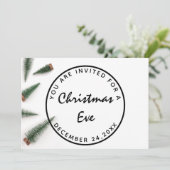 Weihnachts-Feiertag Dinner Weiß Grün einfach Einladung (Stehend Vorderseite)