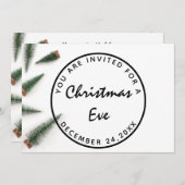 Weihnachts-Feiertag Dinner Weiß Grün einfach Einladung (Vorne/Hinten)