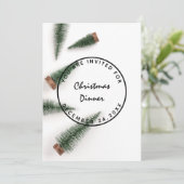 Weihnachts-Feiertag Dinner Weiß Grün einfach Einladung (Stehend Vorderseite)