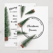 Weihnachts-Feiertag Dinner Weiß Grün einfach Einladung (Vorne/Hinten)