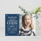 Weihnachts-Feiertag-Foto in Blue Feiertagskarte (Stehend Vorderseite)