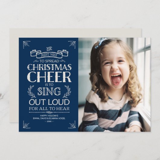 Weihnachts-Feiertag-Foto in Blue Feiertagskarte (Vorne/Hinten)