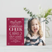 Weihnachts-Feiertag-Foto in Magenta Feiertagskarte (Stehend Vorderseite)