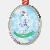 Weihnachts-Feiertage Lady Runner © Running Silbernes Ornament (Links)