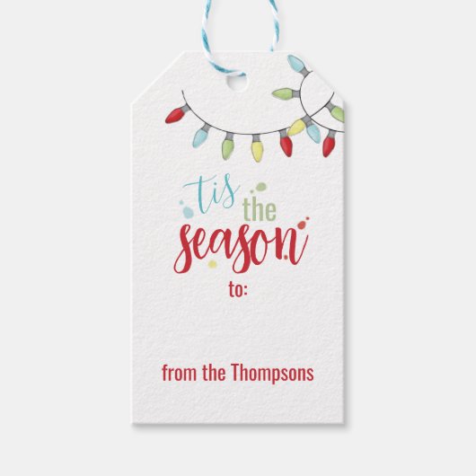 Weihnachts-Feiertage Lichter der Saison Geschenkanhänger (Vorderseite)