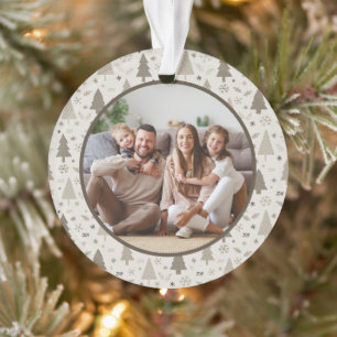 Weihnachts-Feiertags-Familienfoto Beige Ornament