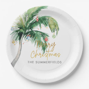Weihnachts-Feiertags-Küstenpalmenbaum individuell Pappteller