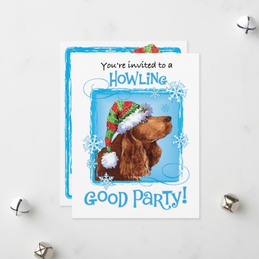 Weihnachts-Feld Spaniel Feiertag Einladung (Vorderseite/Rückseite Beispiel)
