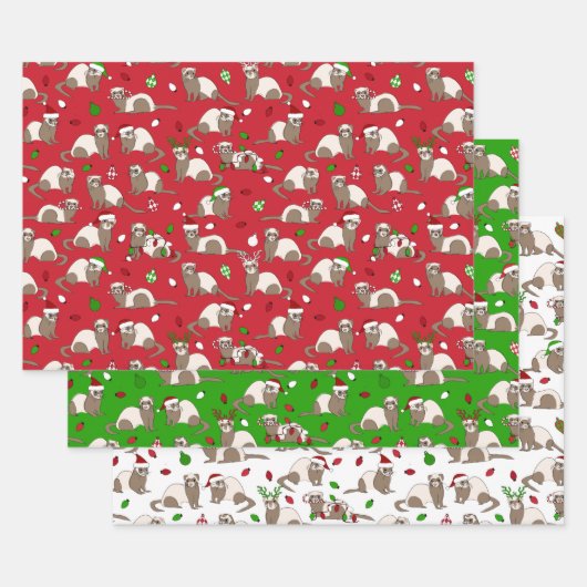 Weihnachts-Ferret-Umschlagpapier Geschenkpapier Set (Set)