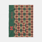 Weihnachts-festes Kariertes Monogramm Fleecedecke (Vorderseite)
